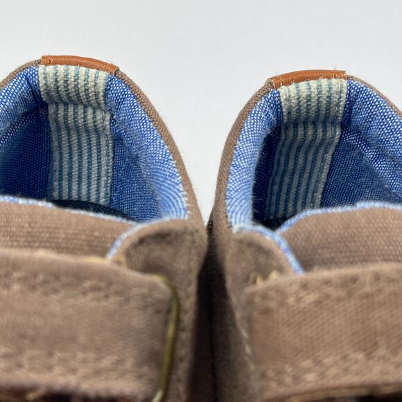 ~ Tommy Hilfiger Kids Sneakers 7 Brown Canvas Rubber Hook & Loop Blue ~ - Picture 7 of 14